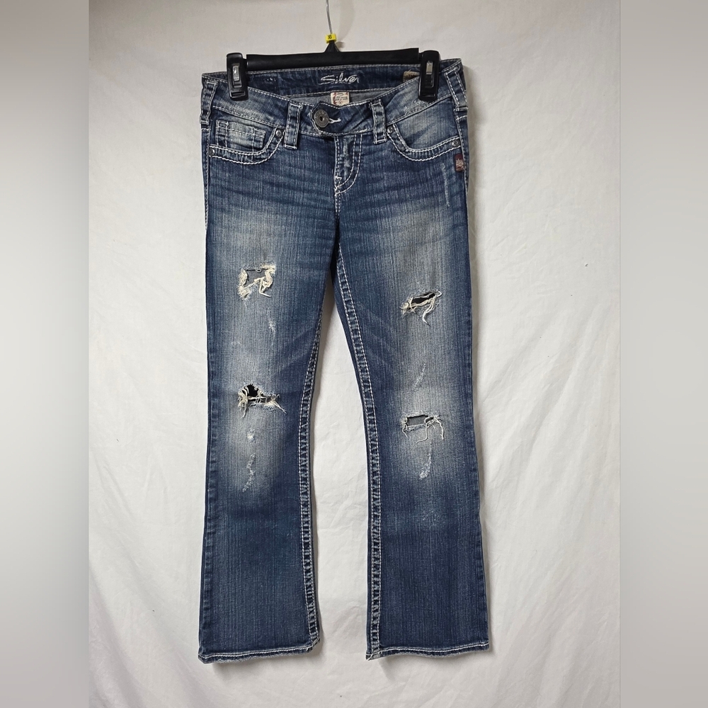 Women's Silver Jeans Y2K Vintage Blue Distressed Jeans Size 26